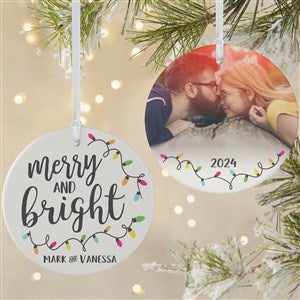 Merry & Bright Personalized Ornament- 3.75 Matte - 2 Sided - 24922-2L