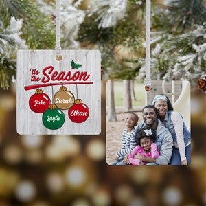Tis the Season Personalized Square Photo Ornament Metal - 2 Sided - 24923-2M