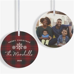 Christmas Plaid Personalized Ornament- 3.75 Matte - 2 Sided - 24925-2L