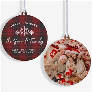 Christmas Plaid Personalized Wood Photo Ornament - 24925-2W