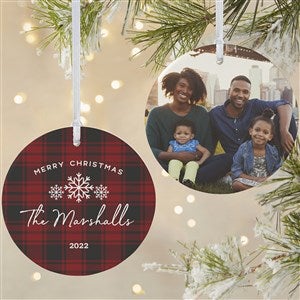 Christmas Plaid Personalized Ornament- 3.75
