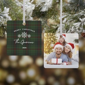 Christmas Plaid Personalized Metal Photo Ornament - 24925-2M