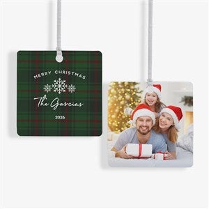 Christmas Plaid Personalized Metal Photo Ornament - 24925-2M