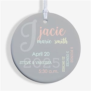 Modern All About Baby Girl Personalized Ornament- 2.85 Glossy - 1 Sided - 24929-1S