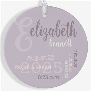 Modern All About Baby Girl Personalized Ornament- 3.75 Matte - 1 Sided - 24929-1L