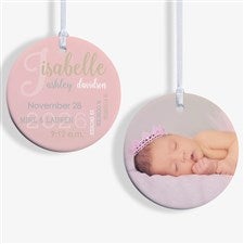Modern All About Baby Girl Personalized Ornament- 2.85 Glossy - 2 Sided - 24929-2S