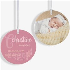 Modern All About Baby Girl Personalized Ornament- 3.75 Matte - 2 Sided - 24929-2L