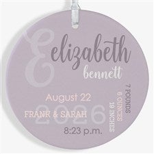 Modern All About Baby Girl Personalized Ornament- 3.75 Matte - 1 Sided - 24929-1L