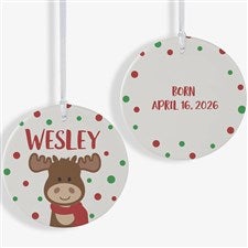 Christmas Moose Personalized Ornament- 3.75 Matte - 2 Sided - 24931-2L