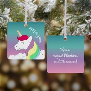 Unicorn Personalized Christmas Ornament - 2 Sided Metal - 24932-2M