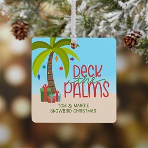 Deck the Palms Personalized Square Photo Ornament- 2.75" Metal - 1 Sided - 24933-1M