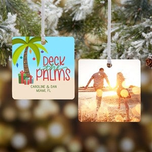 Deck the Palms Personalized Square Photo Ornament- 2.75" Metal - 2 Sided - 24933-2M
