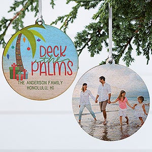 Tropical Greetings Personalized Wood Photo Ornament - 24933-2W