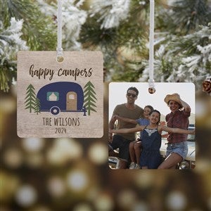 Happy Camper Personalized Square Photo Ornament Metal - 1 Sided - 24935-1M