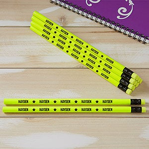 Icons Neon Yellow Personalized Pencil Set of 12 - 24946