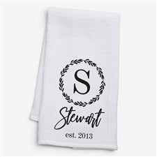 Laurel Monogram Personalized Waffle Weave Kitchen Towel - 24969