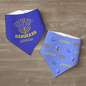 My First Hanukkah Personalized Bandana Bibs- Set of 2 - 24979-BB