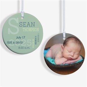 Modern All About Baby Boy Personalized Ornament- 2.85 Glossy - 2 Sided - 24981-2S