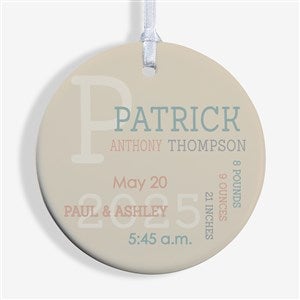 Modern All About Baby Boy Personalized Ornament- 2.85 Glossy - 1 Sided - 24981-1S