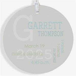 Modern All About Baby Boy Personalized Ornament- 3.75 Matte - 1 Sided - 24981-1L