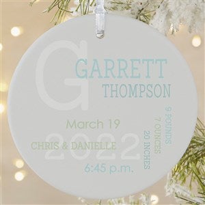 Modern All About Baby Boy Personalized Ornament- 3.75