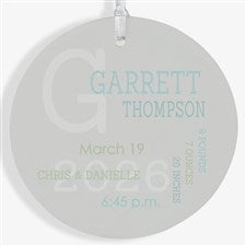 Modern All About Baby Boy Personalized Ornament- 3.75 Matte - 1 Sided - 24981-1L