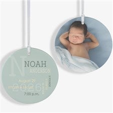 Modern All About Baby Boy Personalized Ornament- 3.75 Matte - 2 Sided - 24981-2L