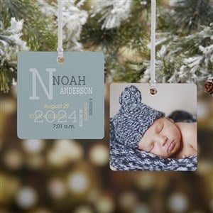 Modern All About Baby Boy Personalized Ornament- 2.75 Metal - 2 Sided - 24981-2M