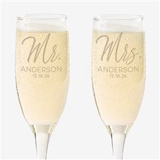 Stamped Elegance Personalized Wedding Champagne Flute Set - 25008