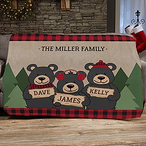 Holiday Bear Family Personalized 60x80 Sherpa Blanket - 25017-SL