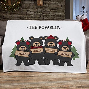 Holiday Bear Family Personalized 50x60 Sweatshirt Blanket - 25017-SW