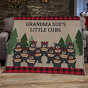 Holiday Bear Family Personalized 56x60 Woven Throw - 25017-A