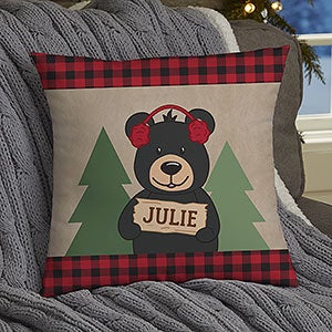 Holiday Bear Family Personalized 14-inch Throw Pillow - 25024-S