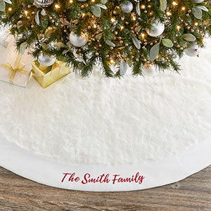 Embroidered Faux Fur Christmas Tree Skirt - 25031