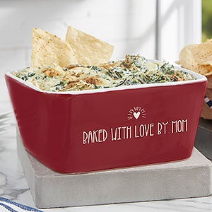 Made With Love Personalized Square Baker - Red - 25035R-C