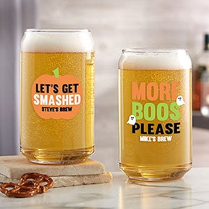Lets Get Smashed Personalized Halloween Beer Can Glass - 25063-B
