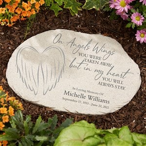 On Angels Wings Personalized Round Garden Stone - 25065