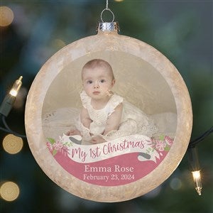 Baby Girls 1st Christmas Lightable Frosted Glass Photo Ornament - 25070-BG