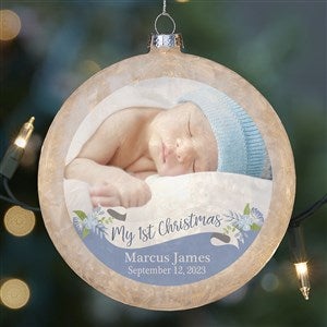 Baby Boys 1st Christmas Lightable Frosted Glass Photo Ornament - 25070-BB