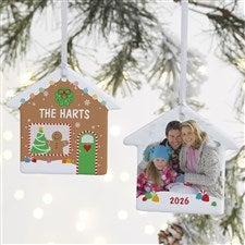 Gingerbread House Personalized Photo Ornament- 3.25 Glossy - 2 Sided - 25079-2S