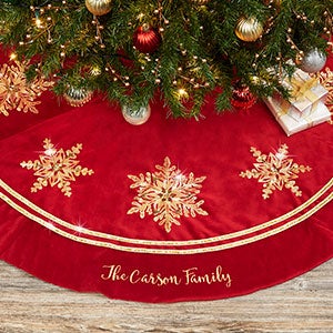 Glistening Snowflake Personalized Christmas Tree Skirt - 25087