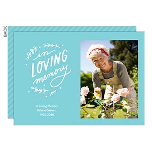 Floral In Memory Personalized Photo Bereavement Cards - 25092