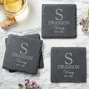 Family Winery Engraved Slate Coaster Set - 25093