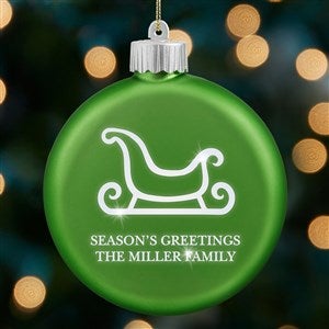 Holiday Greetings Personalized LED Green Glass Ornament - 25146-G