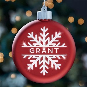 Snowflake Name Personalized LED Red Glass Ornament - 25147