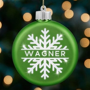 Snowflake Name Personalized LED Green Glass Ornament - 25147-G