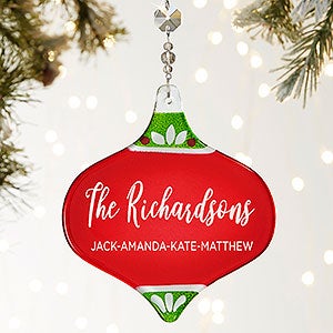 Family Christmas Personalized Metallic Red Ornament