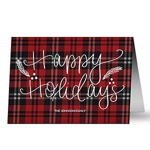 Red Plaid Happy Holidays Greeting Card - 25162