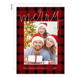 Plaid Merry Christmas Photo Card - 25169