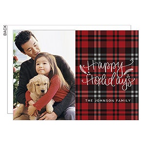 Happy Holidays Plaid Photo Card - 25170